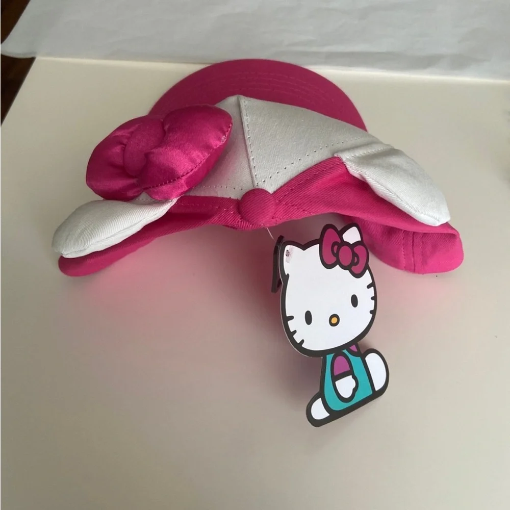 Hello Kitty Sanrio Face Youth Hat with Ears Pink NWT 2023 Children OS Adjustable